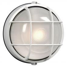  305011WH 118EB - Outdoor Cast Aluminum Marine Light with Guard - in White finish with Frosted Glass (Wall or Ceiling